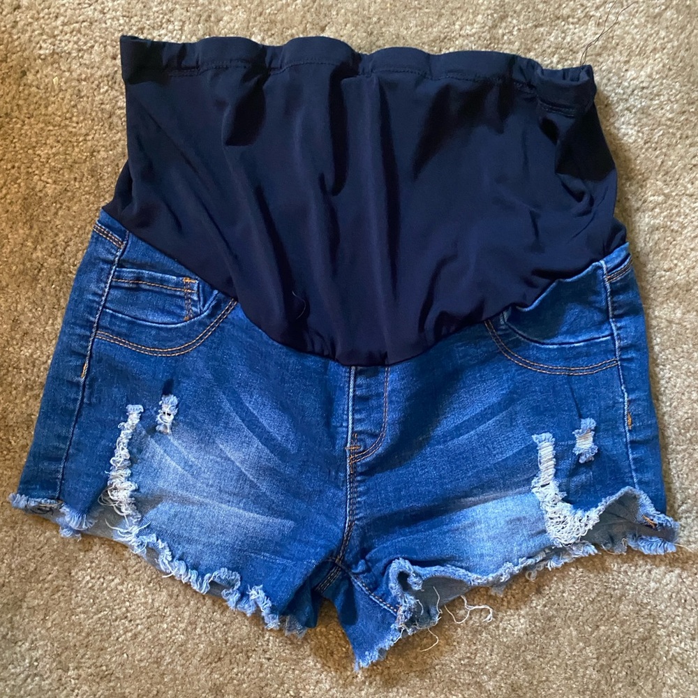 SHEIN Maternity Distressed Denim Shorts - L